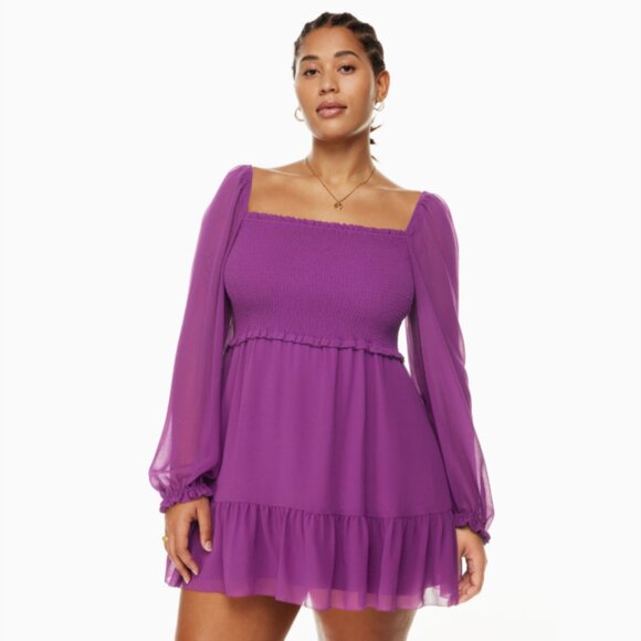 NWT WILFRED | Aritzia Tempest Chiffon Tiered Mini Dress | Sz. XS - Picture 1 of 11